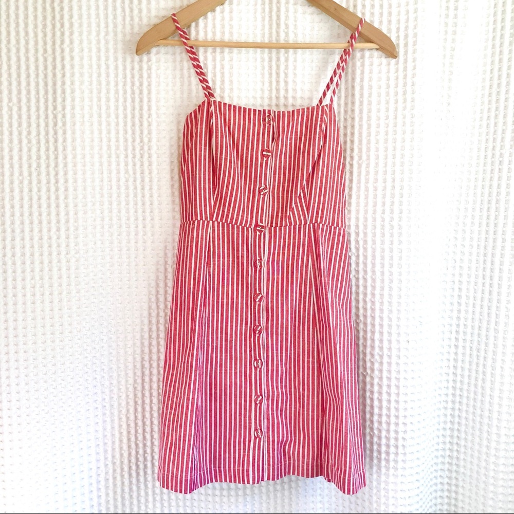 Red and White Stripe Adjustable Strap Sundress M